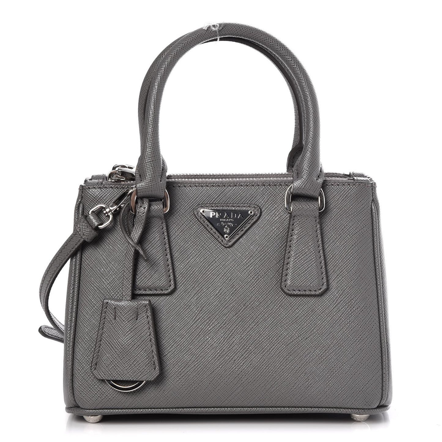 Saffiano Mini Galleria Double Zip Tote Marmo