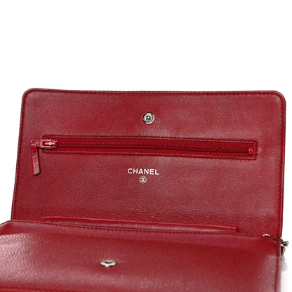 Chanel Caviar Timeless CC Wallet On Chain WOC Red 10 of 11