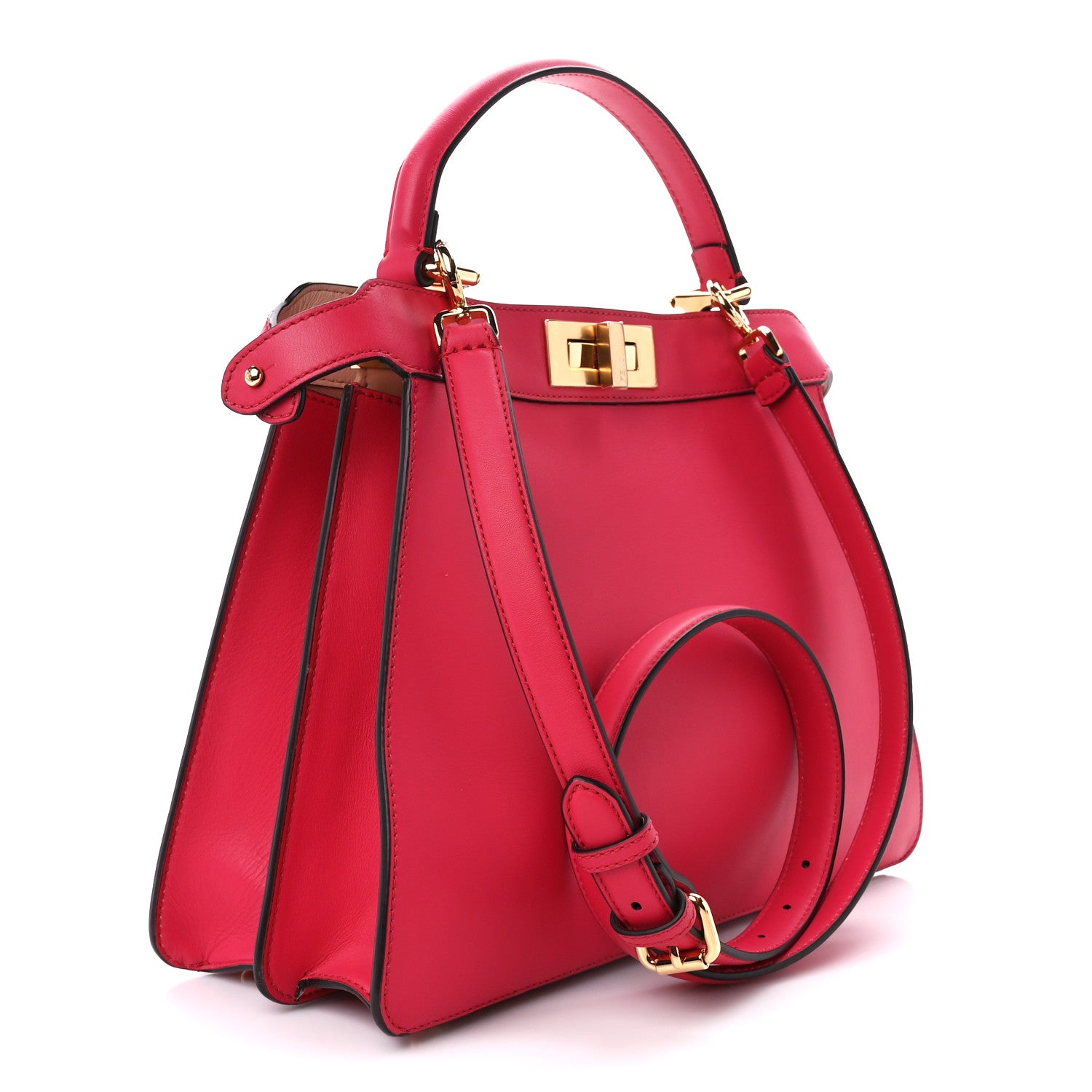 Fendi Vitello Seta Shiny Nappa Medium Peekaboo I SEE U Satchel Lampone Light Rose 4 of 14