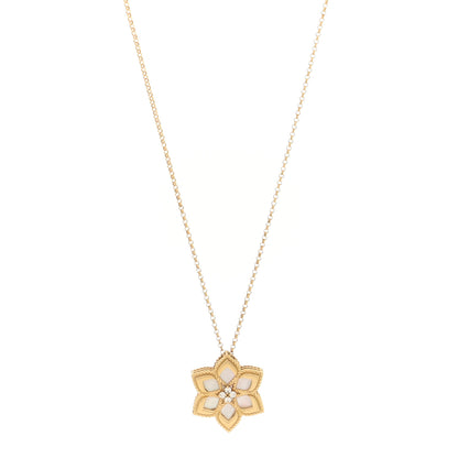 Roberto Coin 18K Yellow Gold Diamond Mother of Pearl Vernazza Flower Pendant Necklace 1 of 5