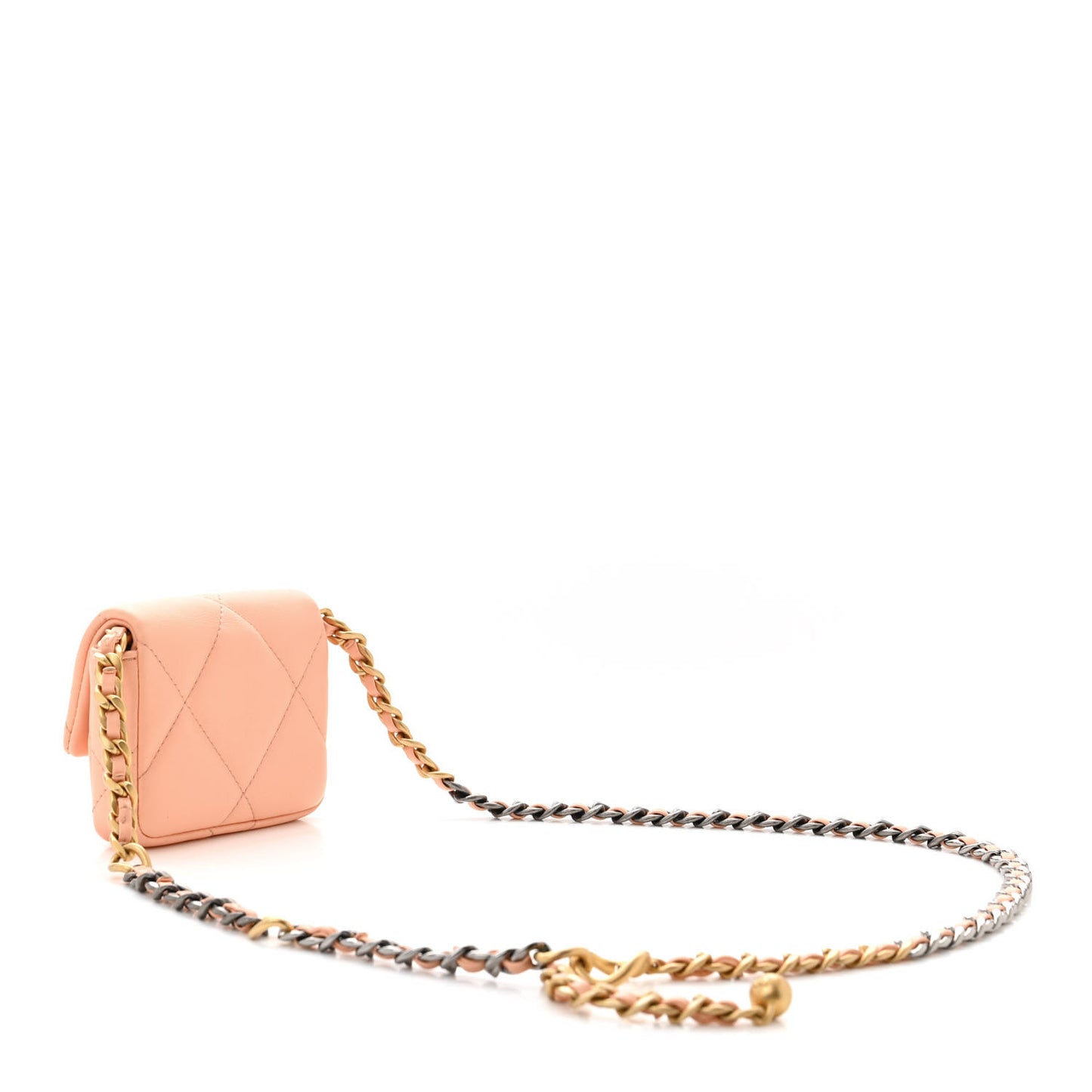 Lambskin Quilted Chanel 19 Flap Belt Bag Light Orange