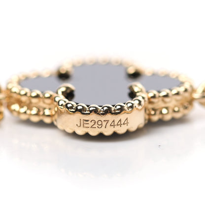 Van Cleef & Arpels 18K Yellow Gold Black Onyx 5 Motifs Vintage Alhambra Bracelet 4 of 5