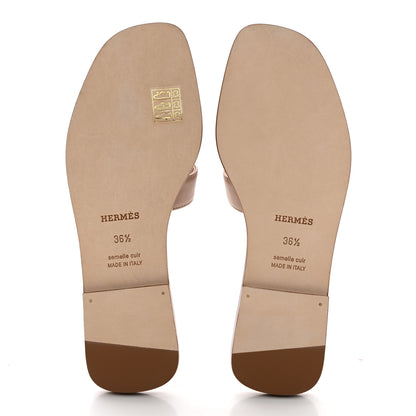 Hermes Box Calfskin Oran Sandals 36.5 Bois De Santal 5 of 9