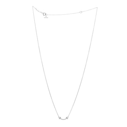 Tiffany 18K White Gold Diamond Mini T Smile Pendant Necklace 3 of 6