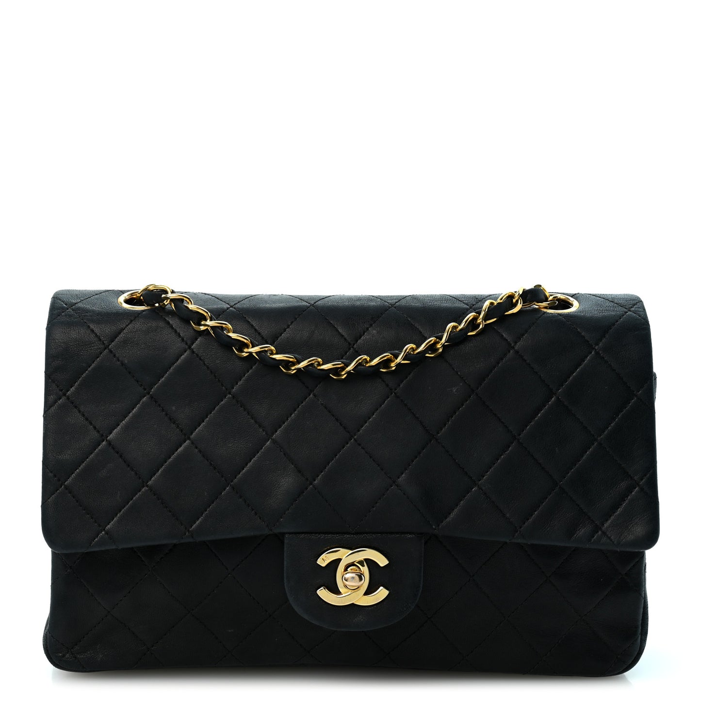 Lambskin Quilted Small Double Flap Black