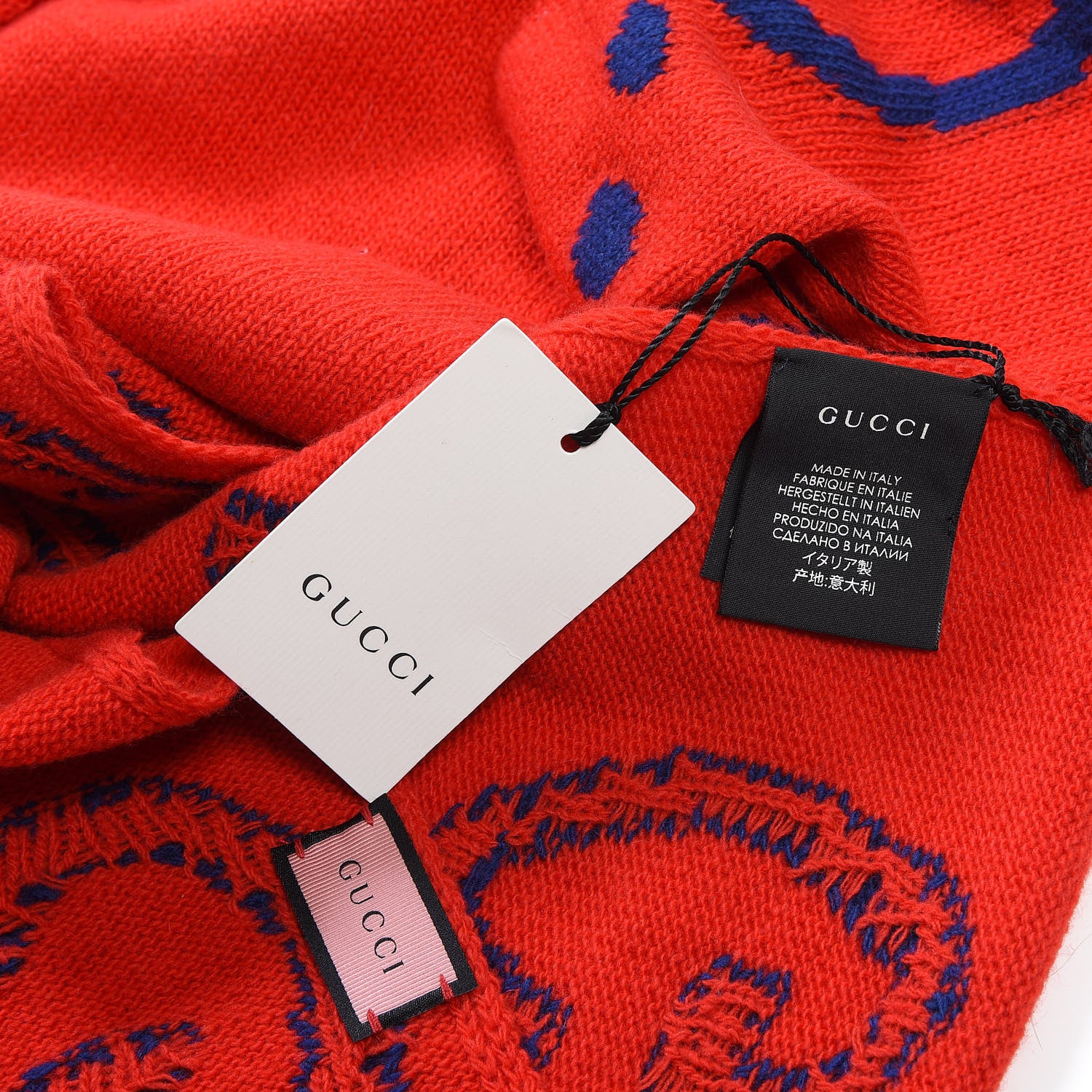 Gucci Wool Tricot GG Writers Scarf Flame Blue 4 of 4
