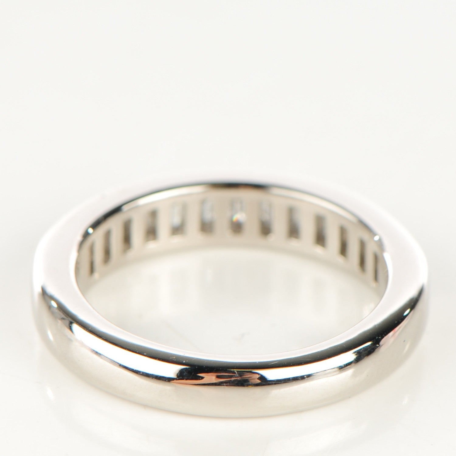 Tiffany Platinum Diamond 3mm Half Circle Channel Set Band Ring 7 3 of 5