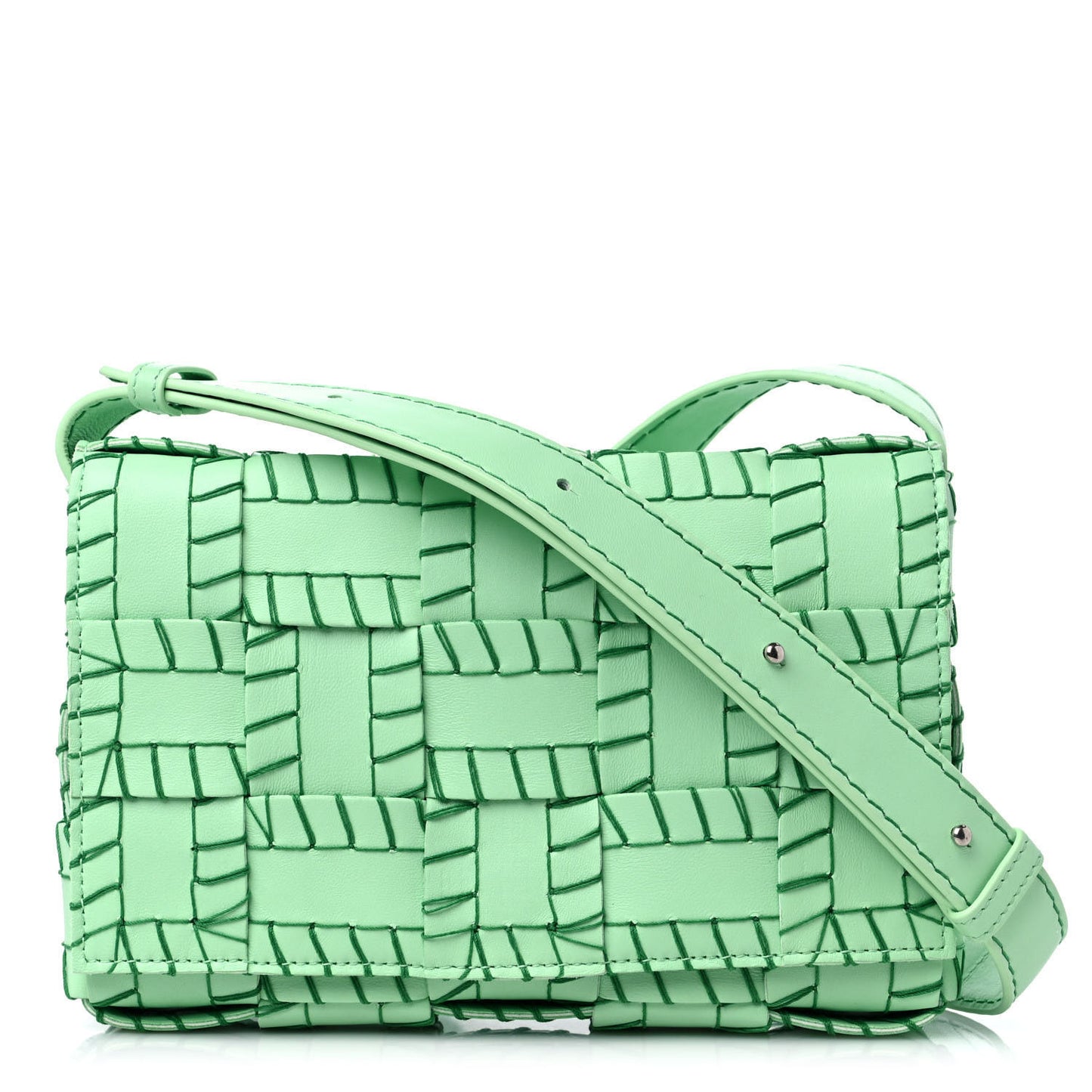 Nappa Maxi Intrecciato Overlock Stitched Cassette Crossbody Bag Parakeet