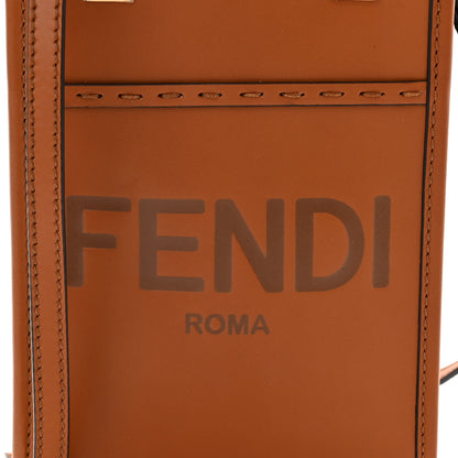Fendi Vitello King Plexiglass Logo Embossed Mini Fendi Sunshine Shopper Tote Cuoio 8 of 10