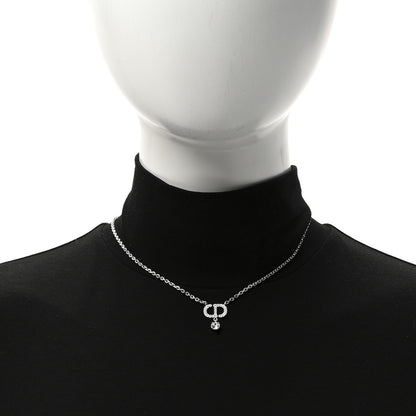 Christian Dior Crystal CD Pendant Necklace Silver 2 of 5