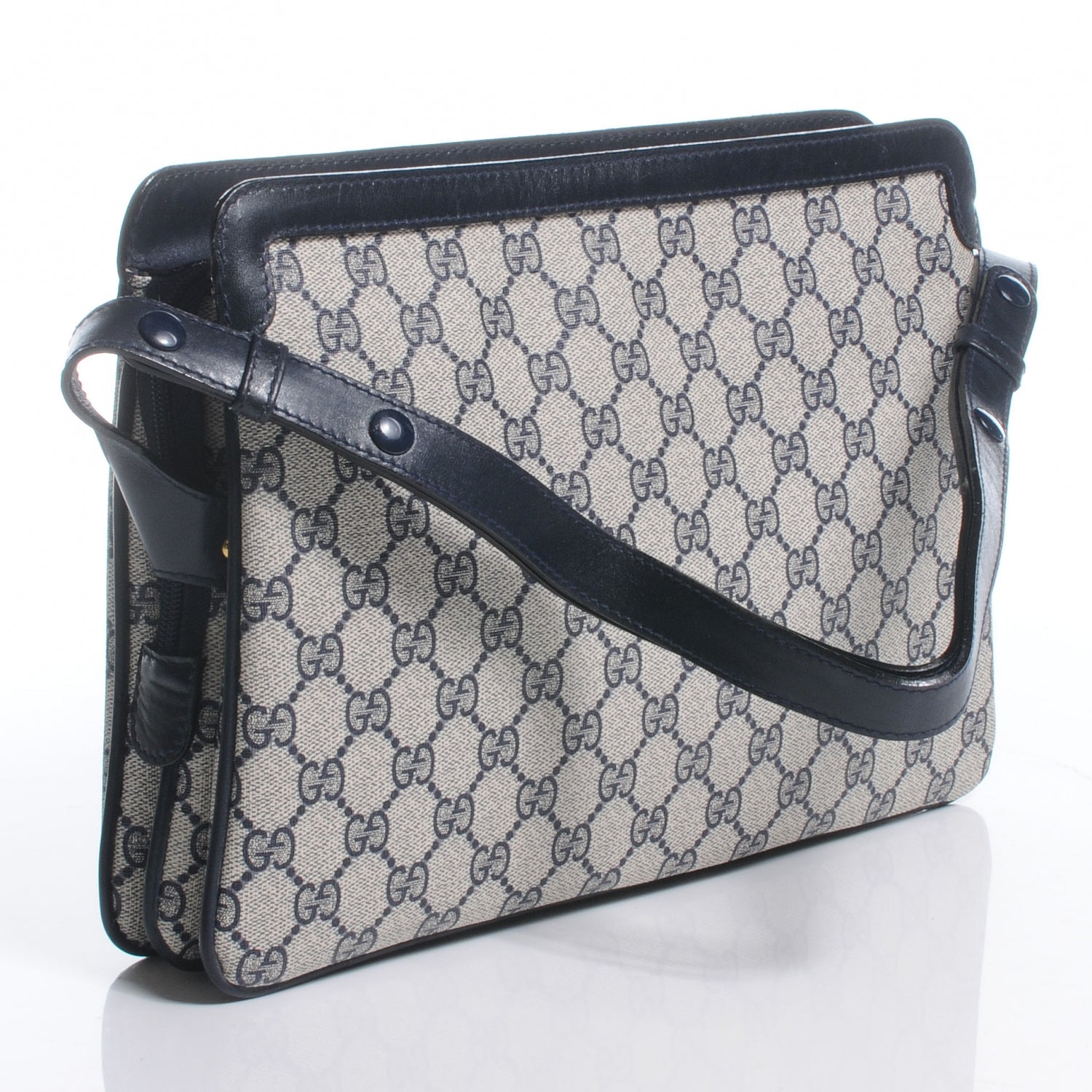Gucci Monogram Web Shoulder Bag Navy Blue 3 of 6
