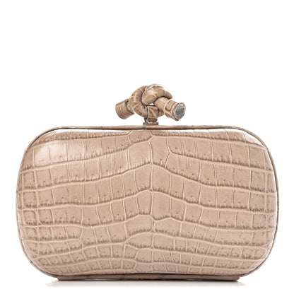 Bottega Veneta Crocodile Knot Clutch Stone 1 of 6