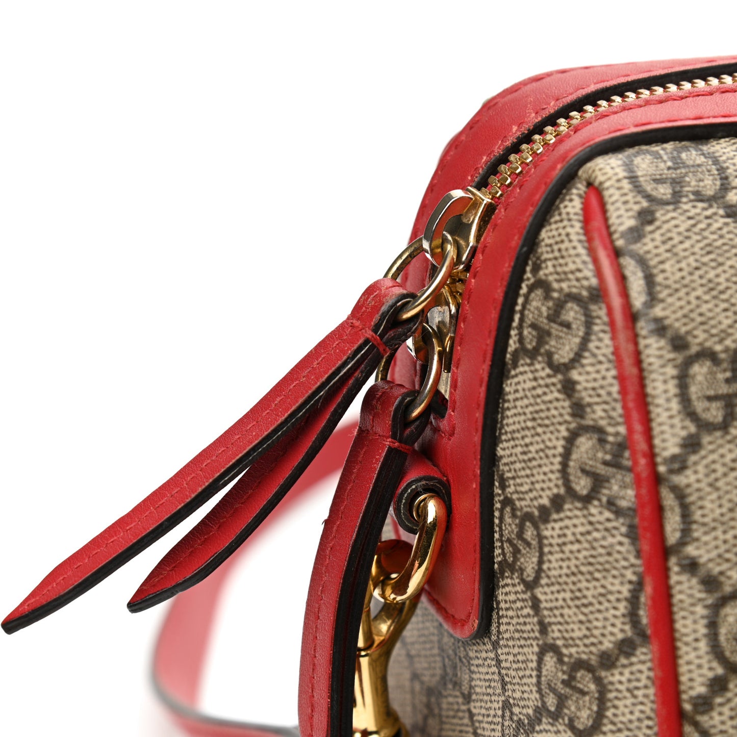 GG Supreme Monogram Kingsnake Heart Embroidered Small Boston Red
