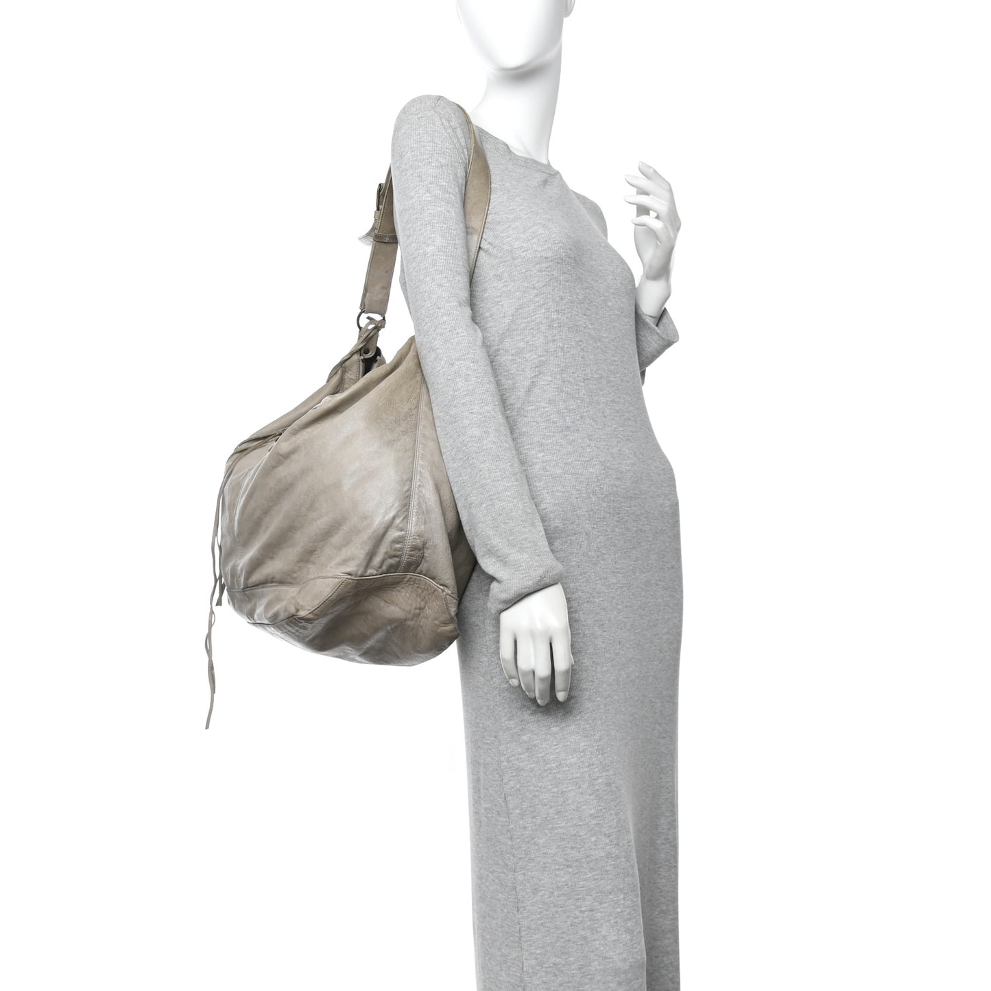 Agneau Classic Silver Hardware Courier XL Hobo Argent
