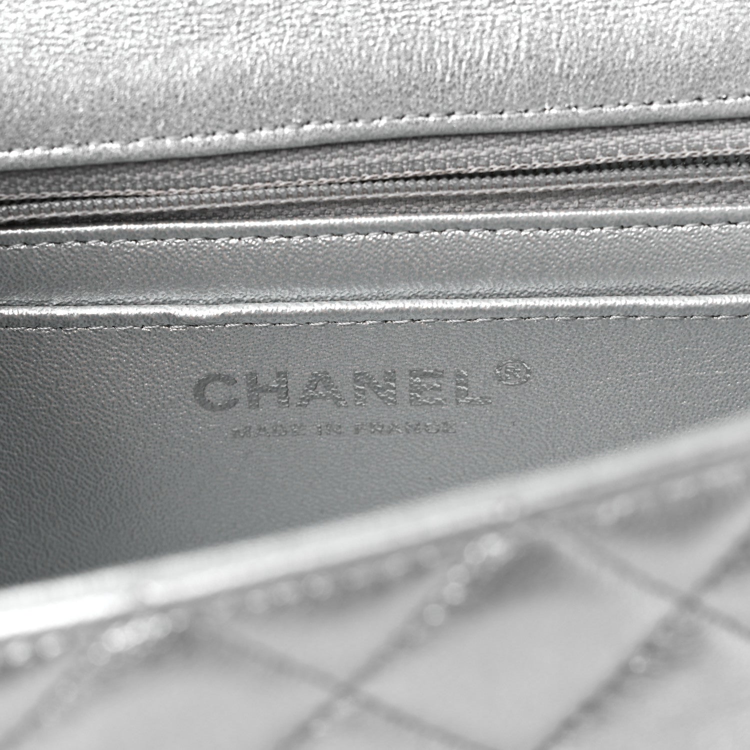 Chanel Metallic Lambskin Quilted Mini Rectangular Flap Silver 6 of 9