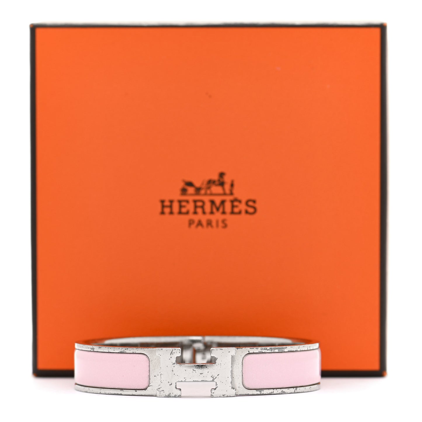 Enamel Narrow Clic Clac H Bracelet PM Rose Poudre