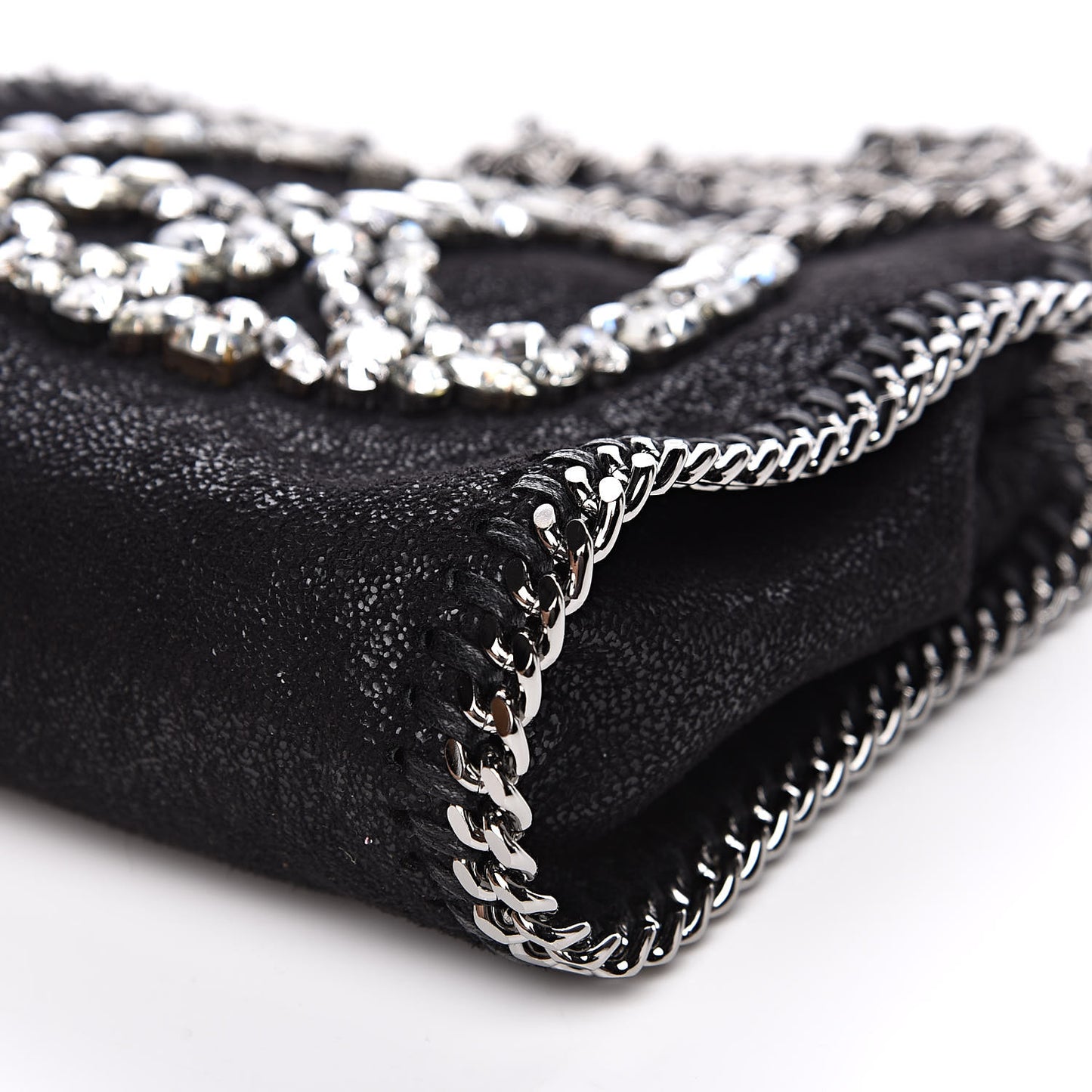 Shaggy Deer Crystal Stones Peace Tiny Falabella Tote Black