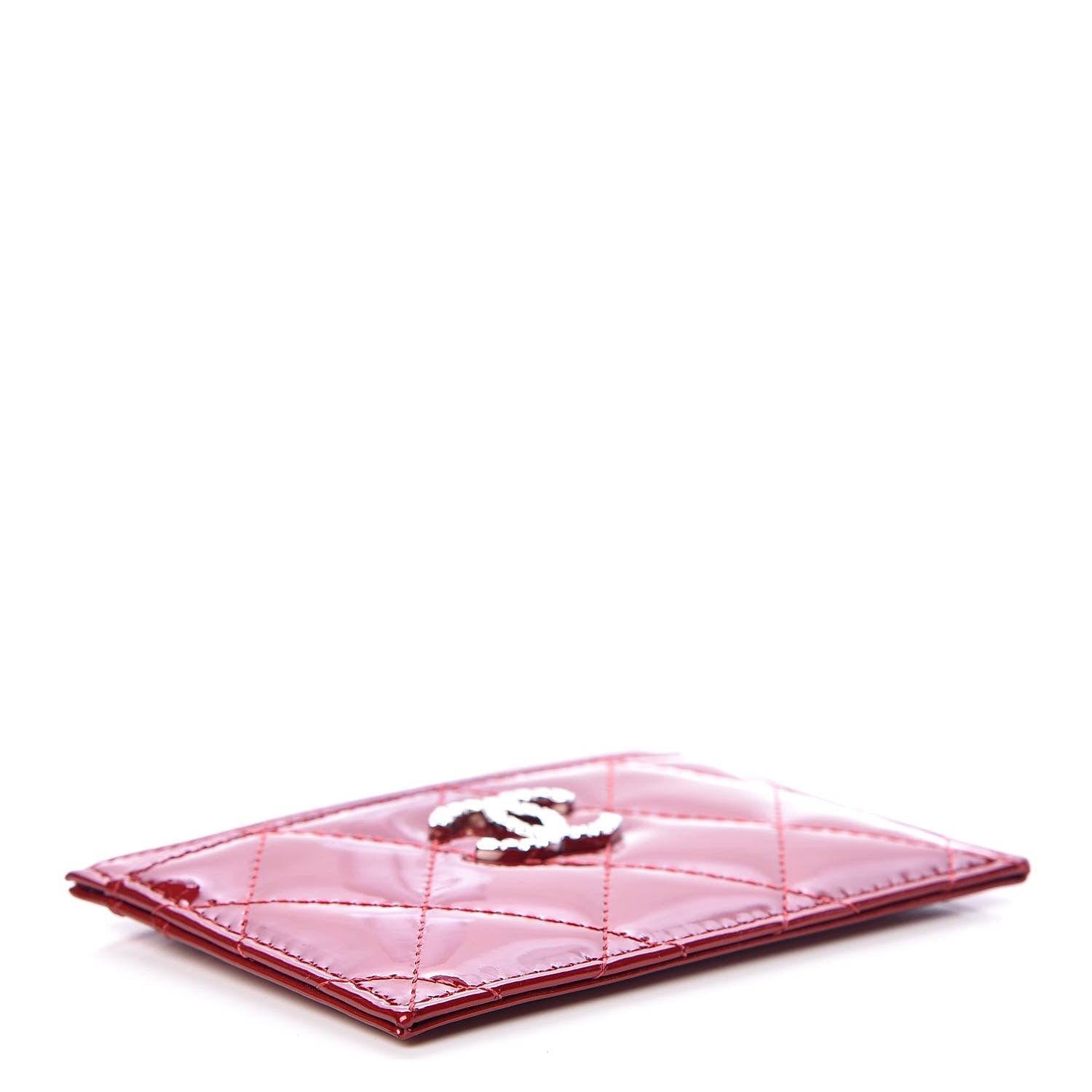 Chanel Patent Quilted Brilliant Card Holder Red 4 of 9