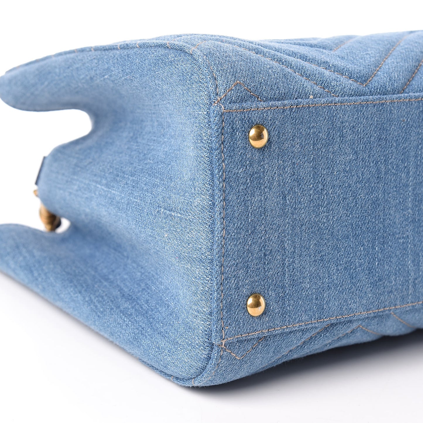 Denim Matelasse Small Pearly GG Marmont Tote Blue