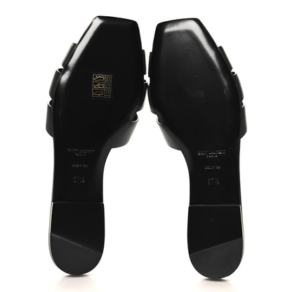Saint Laurent Calfskin Tribute 05 Slide Sandals 37.5 Vert Fonce 6 of 10