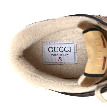Gucci Suede Calfskin Tejus Printed Mens Ultrapace Sneakers 5.5 Natural Ardesia Neon Yellow 7 of 7