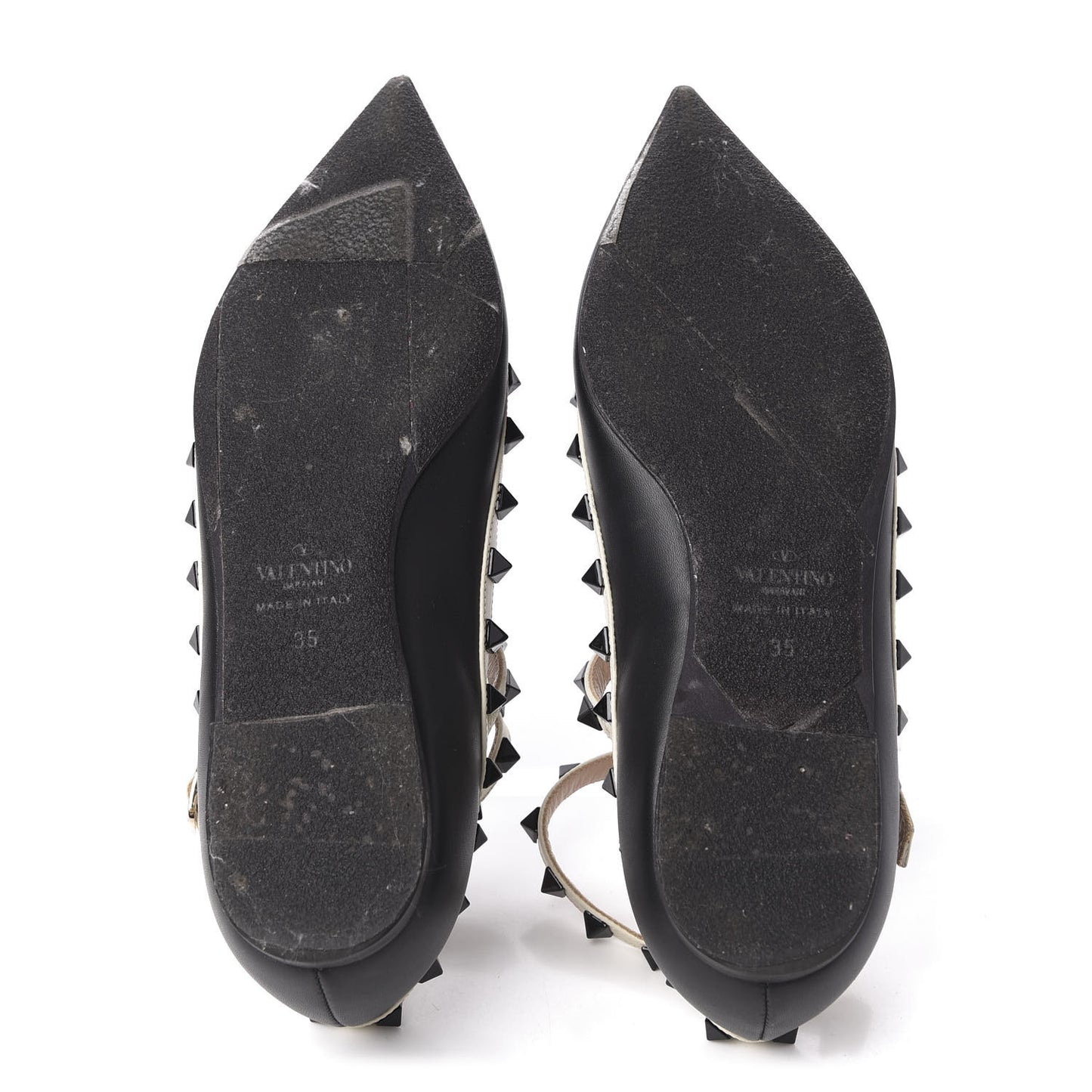 Nappa Rockstud Cage Ballerina Flats 35 Black Ivory