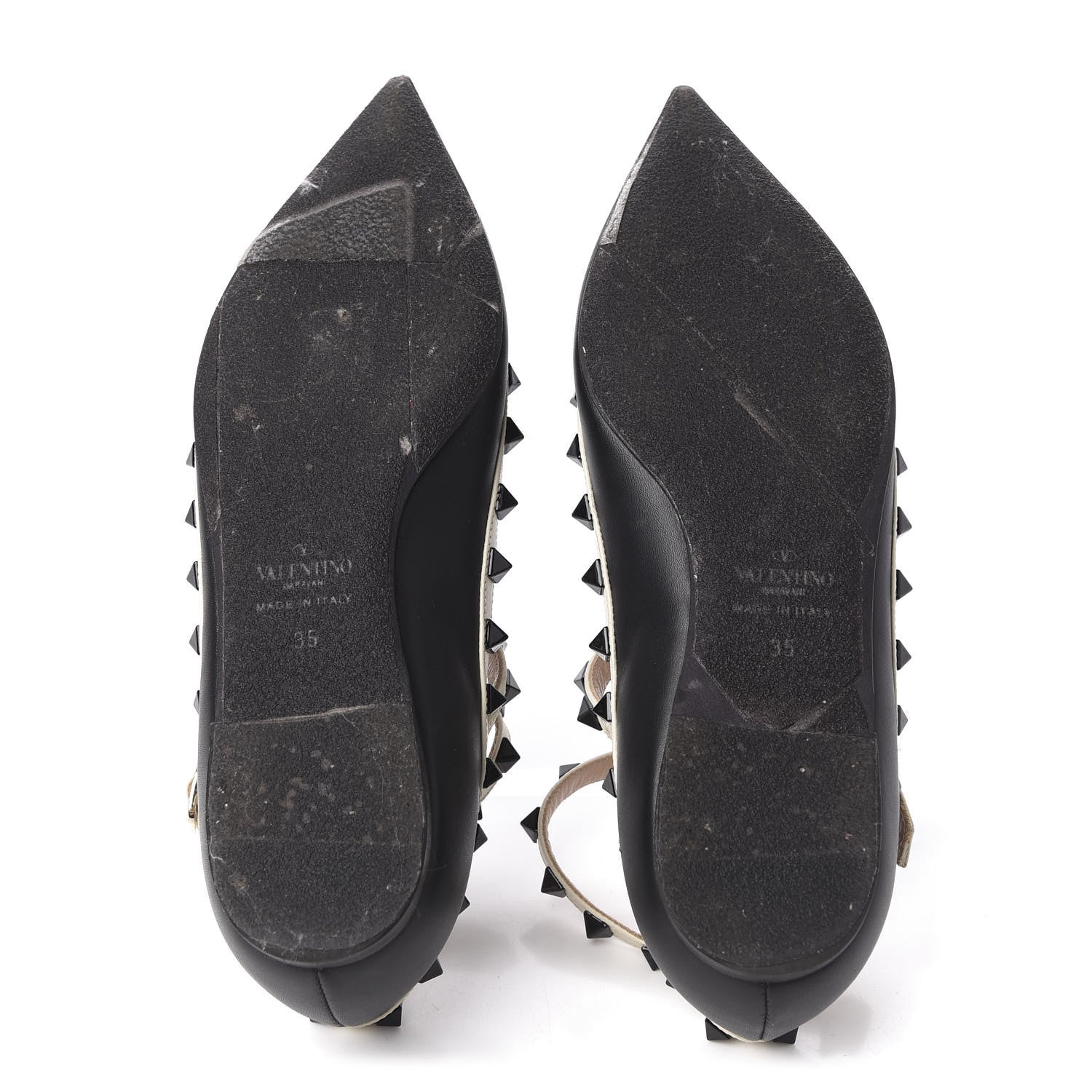 Valentino Garavani Nappa Rockstud Cage Ballerina Flats 35 Black Ivory 5 of 9