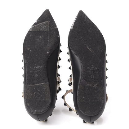 Valentino Garavani Nappa Rockstud Cage Ballerina Flats 35 Black Ivory 5 of 9