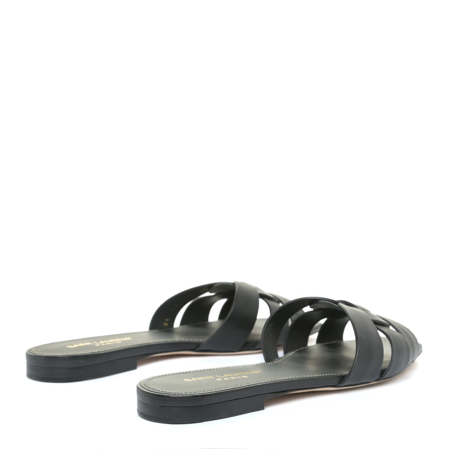 Calfskin Tribute 05 Slide Sandals 35.5 Black