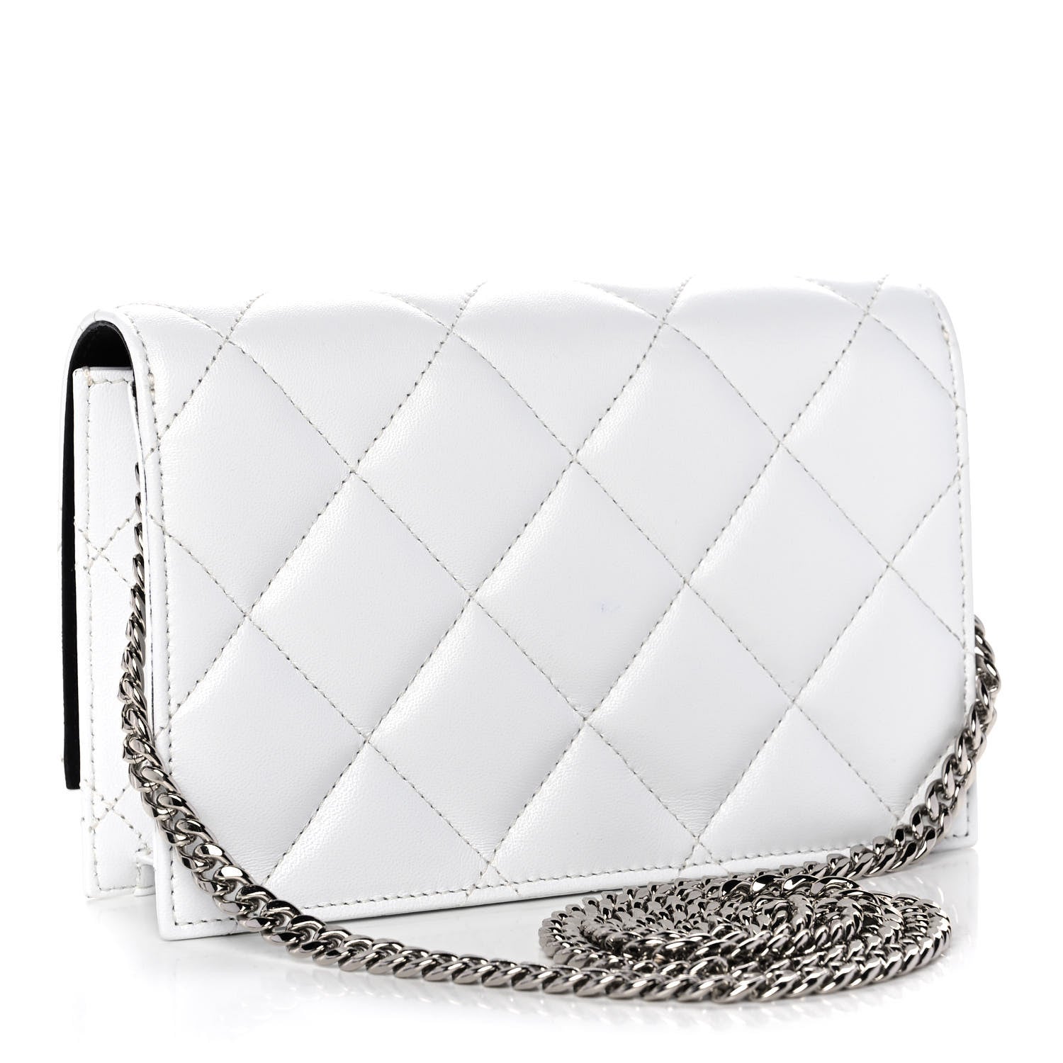 Alexander McQueen Calfskin Quilted Graffiti Skull Small Chain Crossbody Bag White 3 of 11