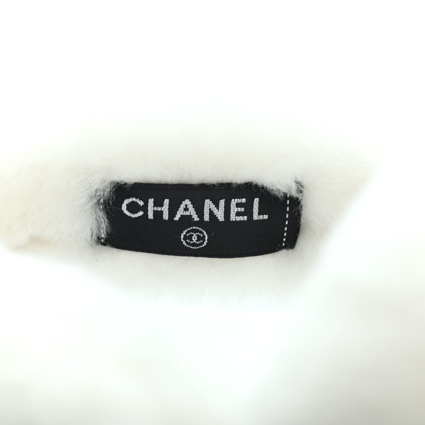 Shearling CC Ear Muffs White Black