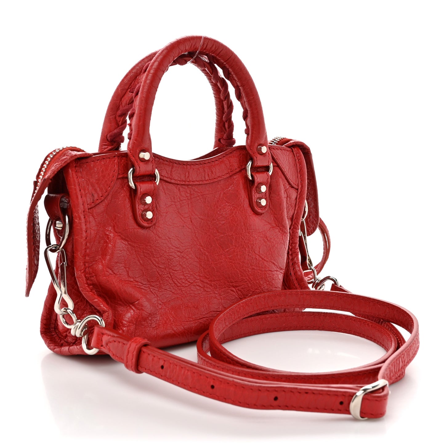 Agneau Classic Silver Hardware Nano City Rouge Groseille