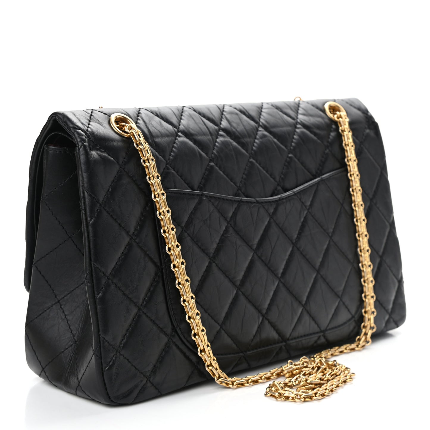 Aged Calfskin Quilted 2.55 Reissue 227 Flap Black