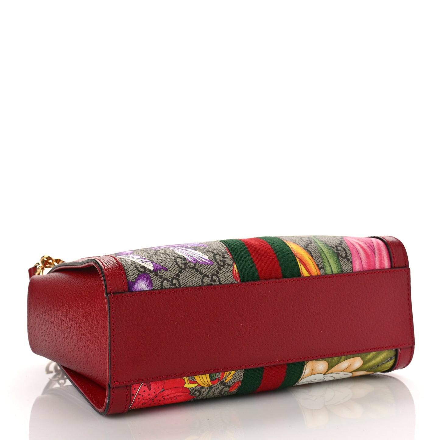GG Supreme Monogram Flora Web Small Ophidia Tote Bag Red