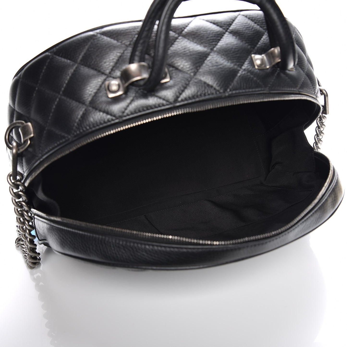 Calfskin Quilted Medium Airlines Round Trip Bowling Bag Black