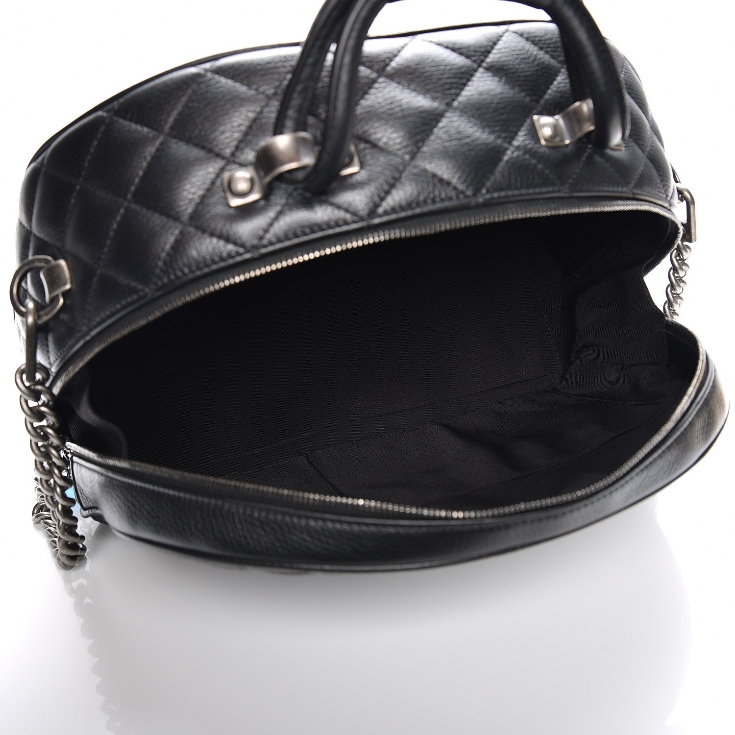 Chanel Calfskin Quilted Medium Airlines Round Trip Bowling Bag Black 6 of 8