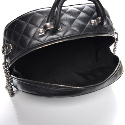 Chanel Calfskin Quilted Medium Airlines Round Trip Bowling Bag Black 6 of 8