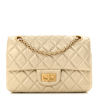 Chanel Metallic Aged Calfskin Quilted 2.55 Reissue Mini Flap Light Gold 1 of 12