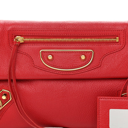 Balenciaga Chevre Gold Metallic Edge Hardware Envelope Clutch Rouge Grenade 8 of 10