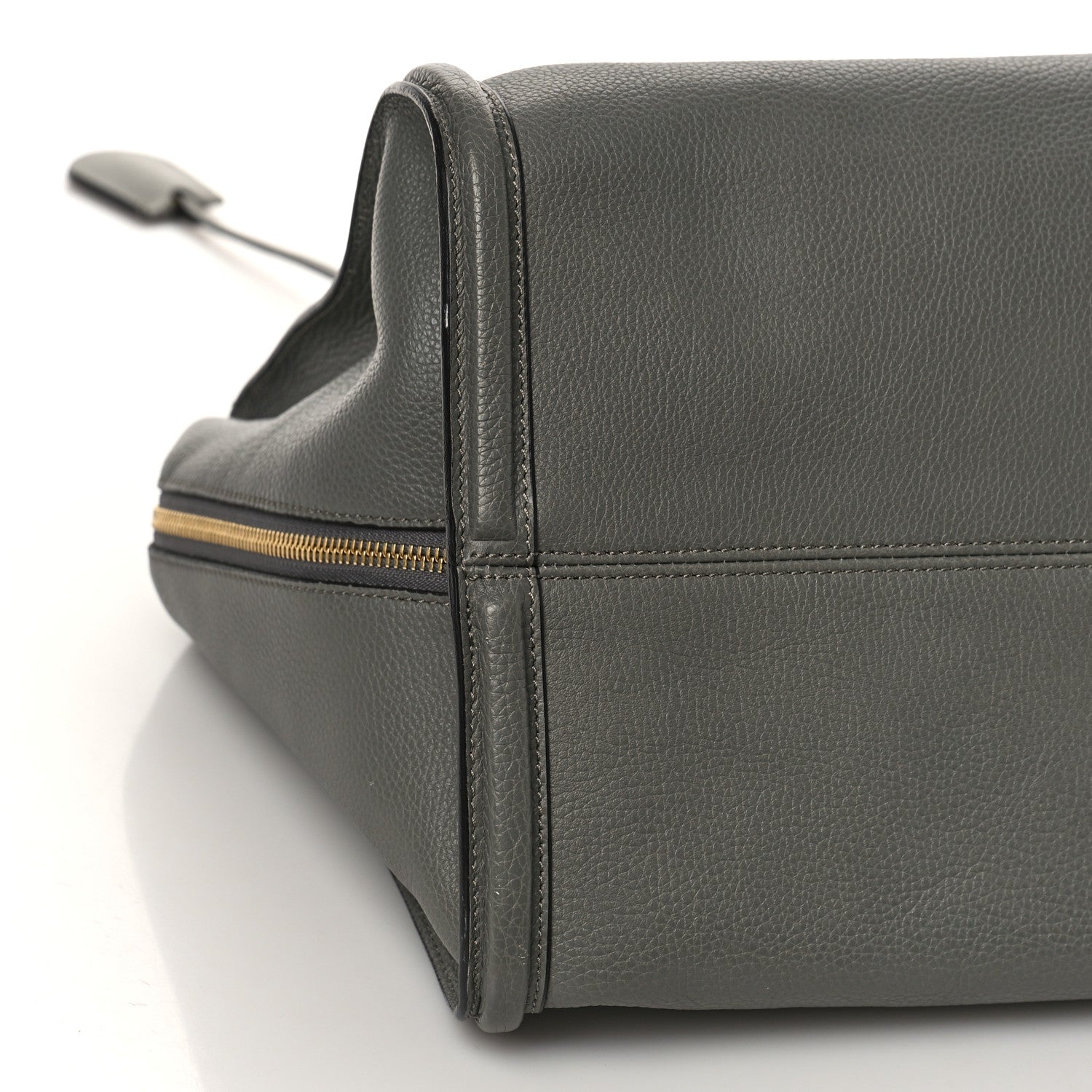 Alexander McQueen Pebbled Calfskin Large Skull Padlock Zip Around Tote Dark Grey 7 of 9