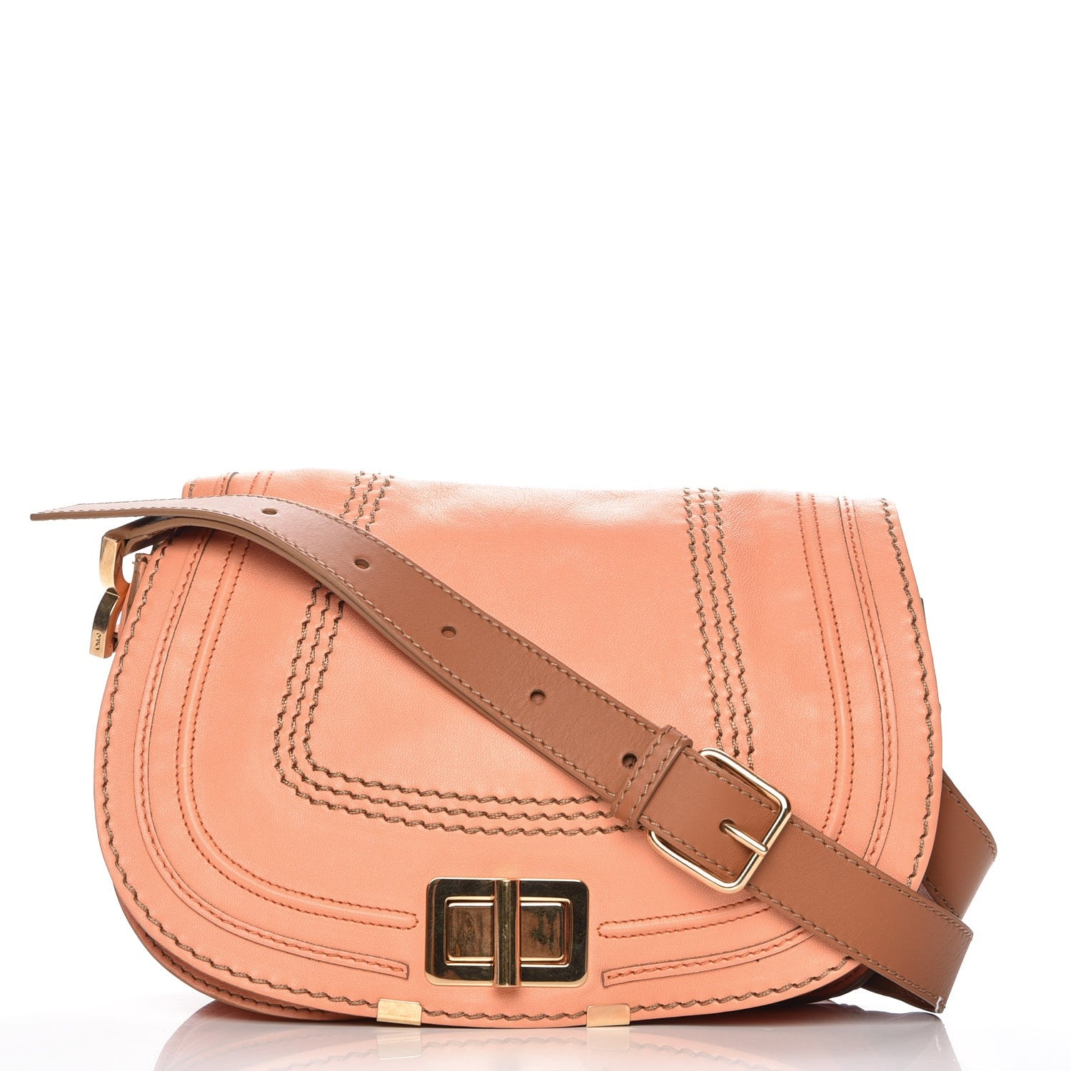 Chloe Calfskin Marcie Lock Messenger Peach Pink 1 of 7