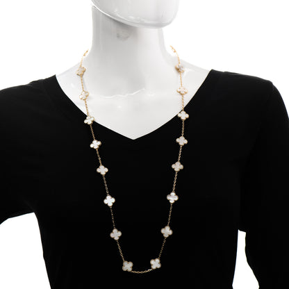Van Cleef & Arpels 18K Yellow Gold Mother of Pearl 20 Motifs Vintage Alhambra Necklace 2 of 6