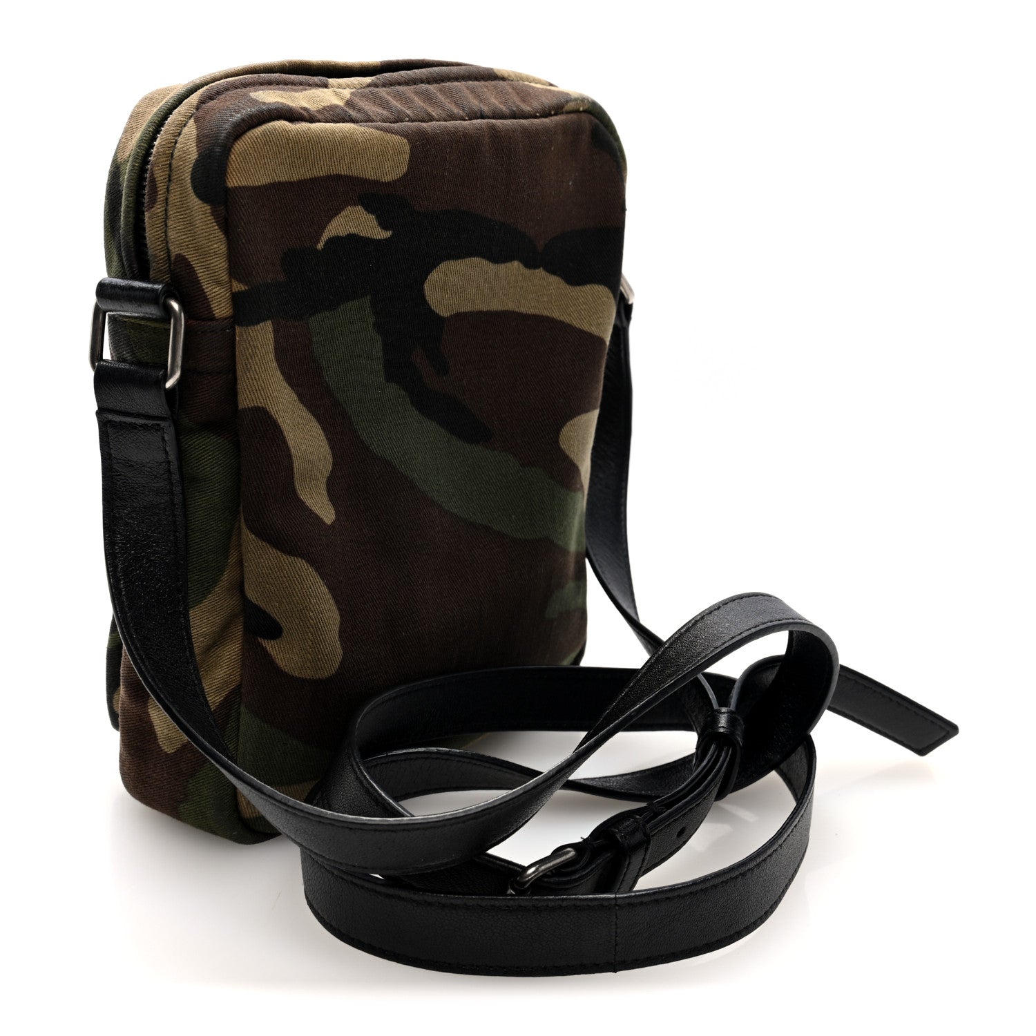 Saint Laurent Canvas Calfskin Camouflage Sid Messenger Bag Green 3 of 10
