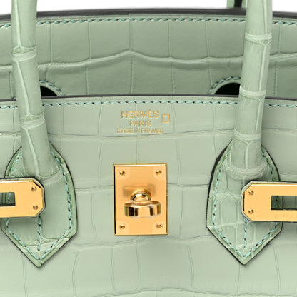 Hermes Matte Alligator Birkin 25 Vert D'eau 6 of 10