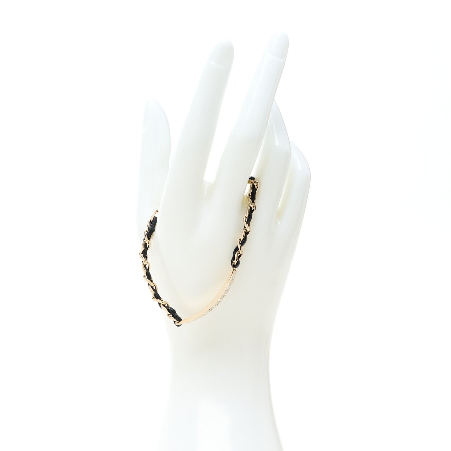 Metal Lambskin Crystal Sergeant Chanel Bracelet Gold