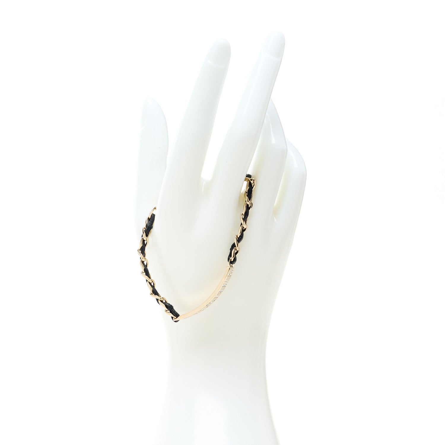 Chanel Metal Lambskin Crystal Sergeant Chanel Bracelet Gold 2 of 5