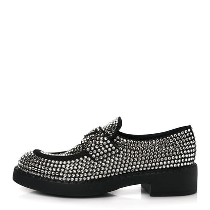 Prada Satin Crystal Metal Triangle Logo 50mm Loafers 39.5 Cristal 1 of 7
