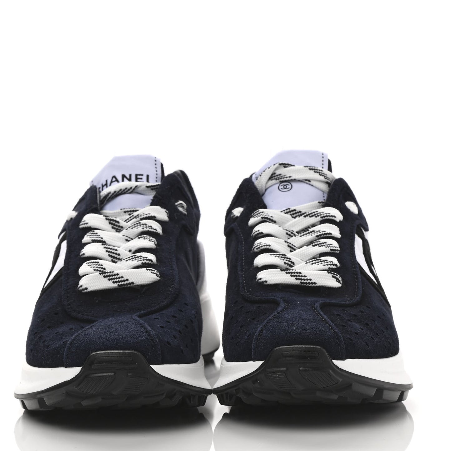 Fabric Suede Kidskin CC Sneakers 37 Dark Navy White