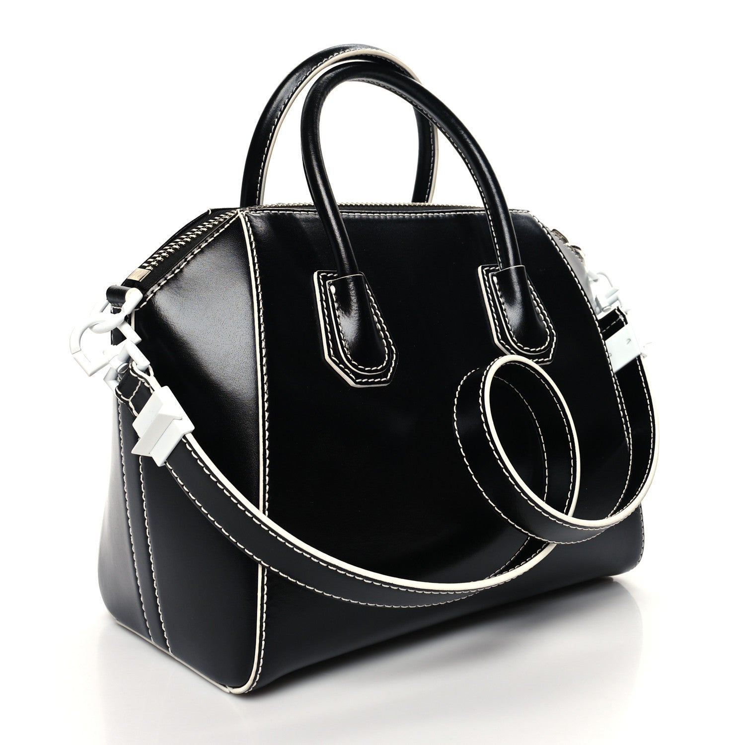 Givenchy Calfskin Contrast Topstitch Small Antigona Black White 3 of 14