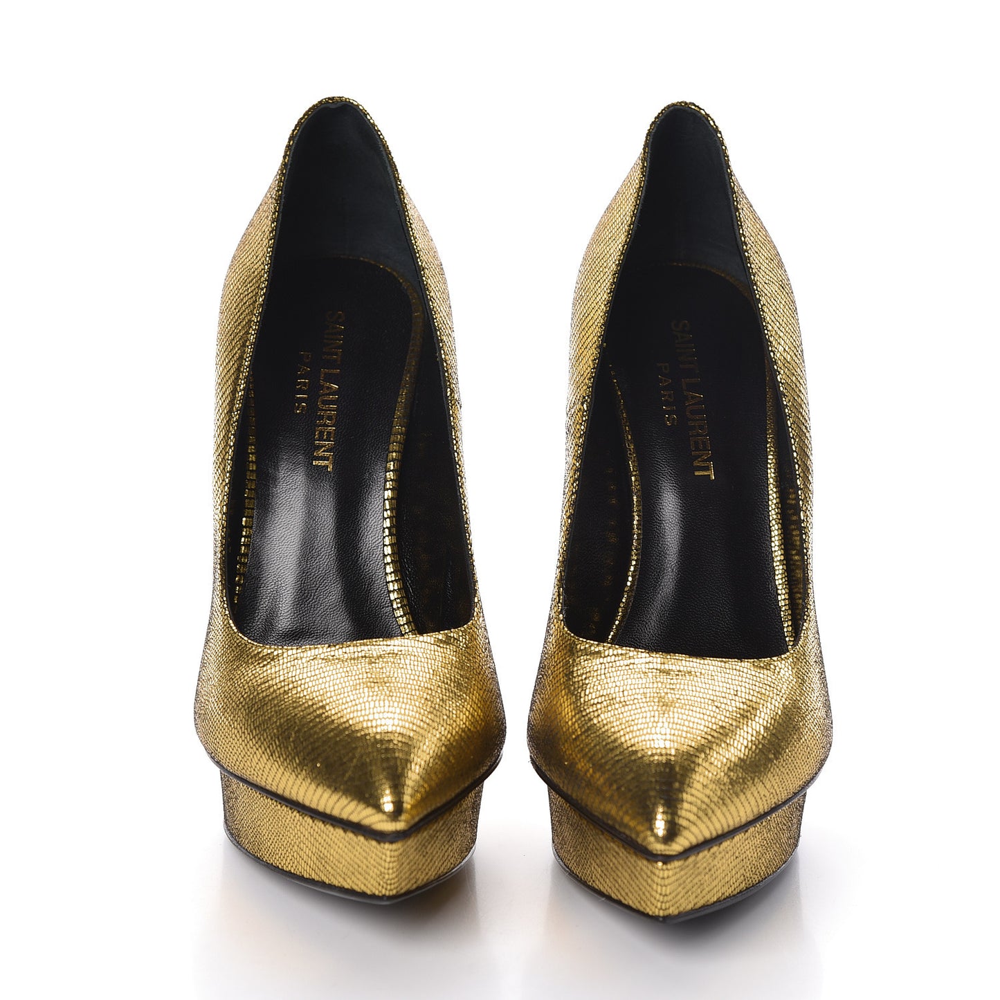 Metallic Grained Calfskin Janis 105 D'Orsay Pumps 36 Black Gold